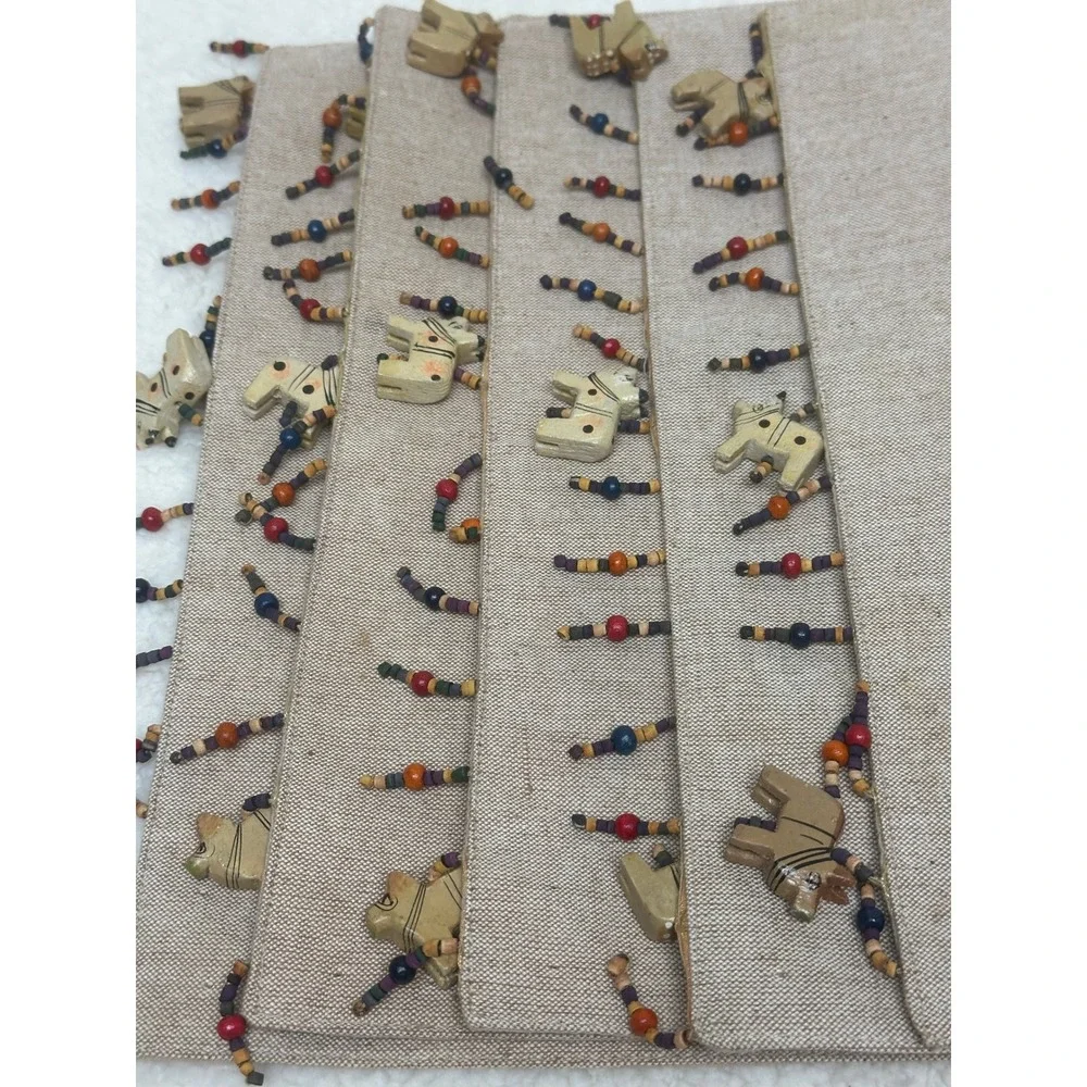 Set of 4 Beaded Horse Placemats – Crafting, Upcycling & Repurposing Project Only